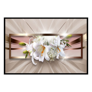 Affiche encadrée fleurs blanches élégantes Affiche + cadre en métal - Noir