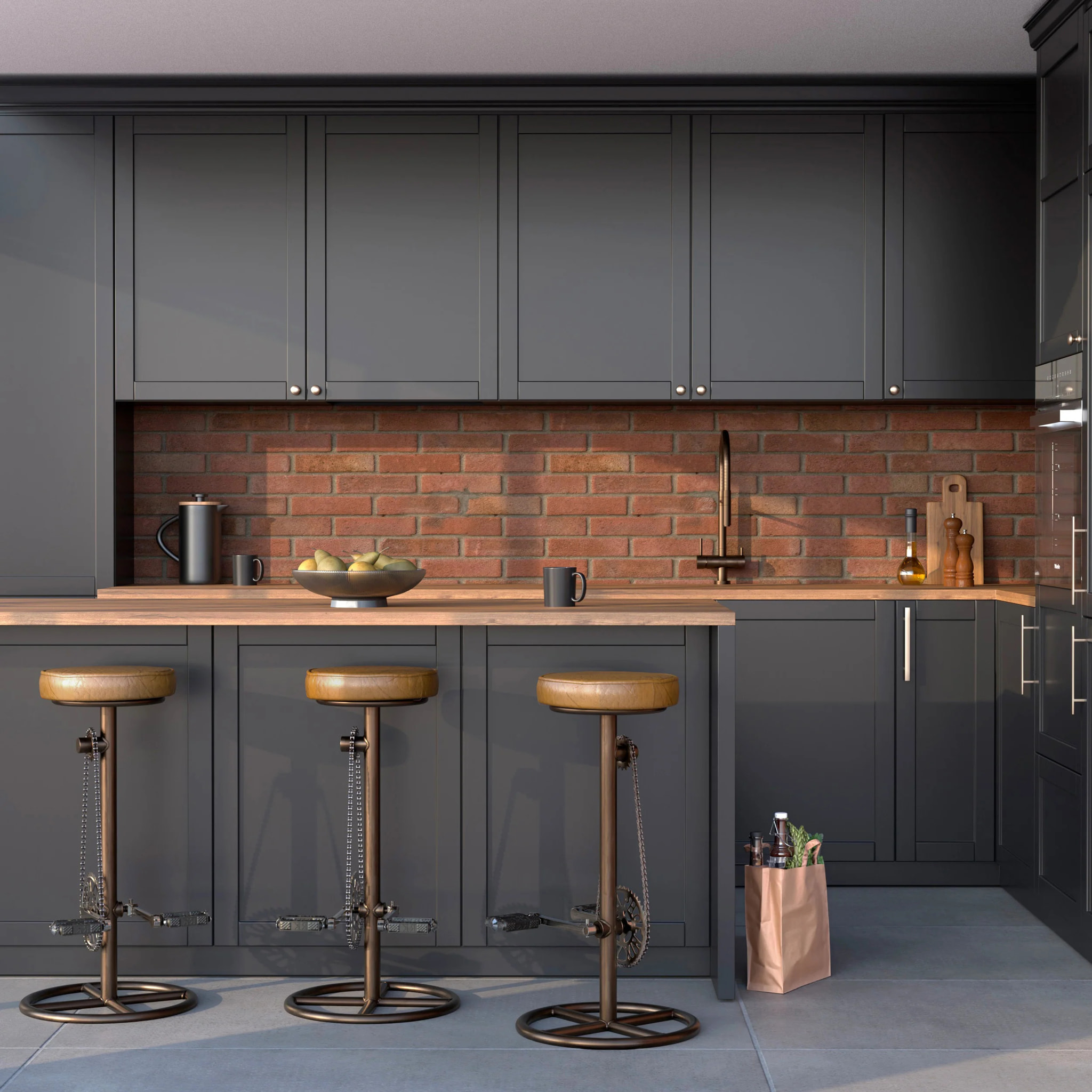 Tabouret de bar 73 cm en cuir marron - Gaya