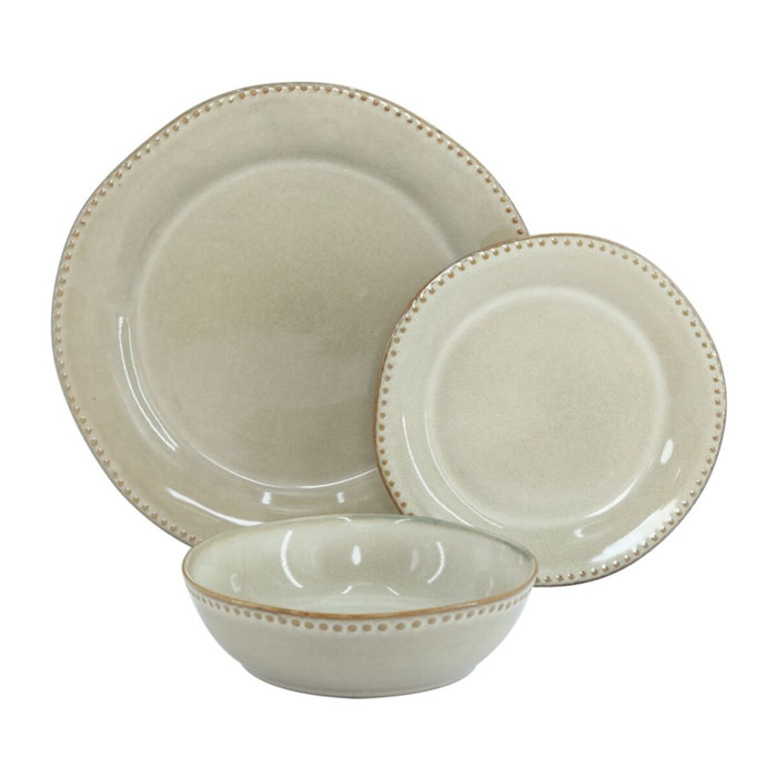 Sevizio di piatti per 6 persone in ceramica rifiniti a mano Khaki - Rita