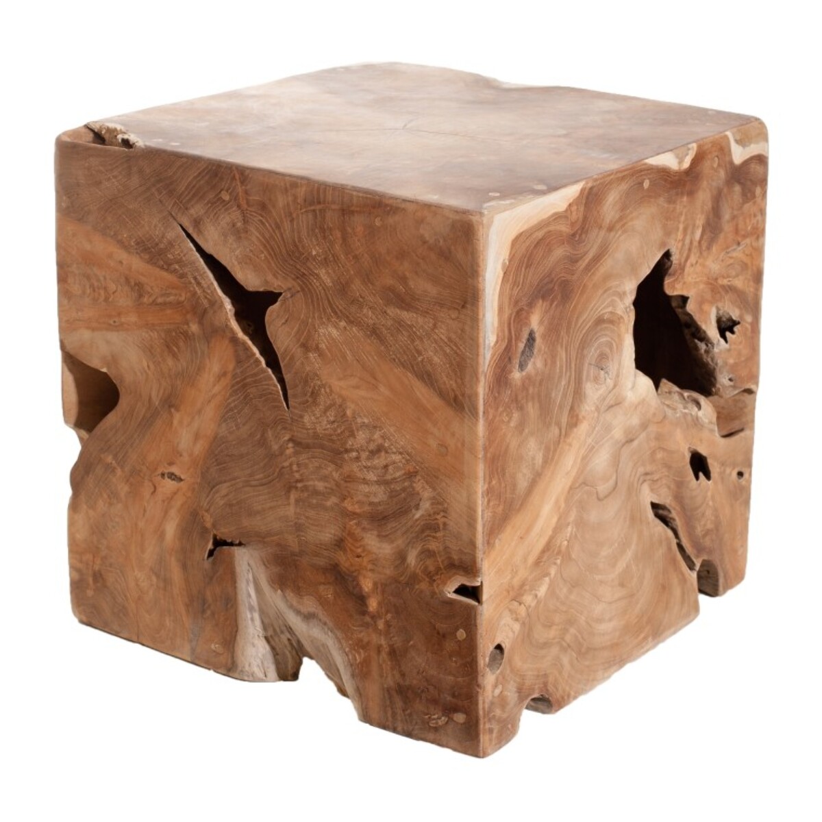 WALLY - Cube bois nature en teck