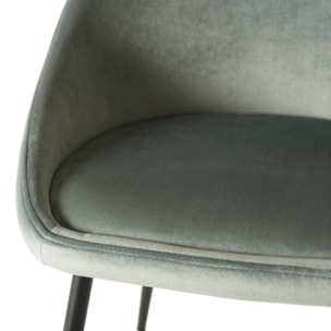 TOM - Lot de 2 chaises velours vert jade pieds métal noir