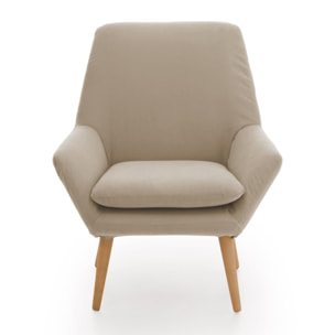 Poltrona Annarita, Poltrona di design da salotto, 100% Made in Italy, Poltroncina relax in tessuto imbottito, Cm 80x70h95, Beige