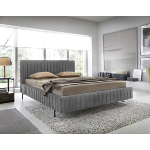 Flavio - lit coffre - 180x200 cm - sommier inclus - en velours - Gris Anthracite