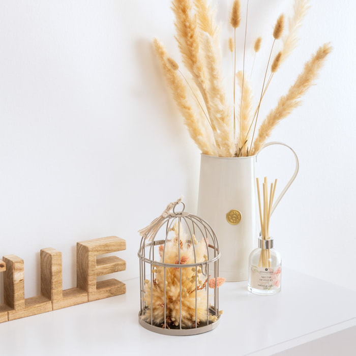 Cage "Lumière d'hiver" en métal H20cm gris