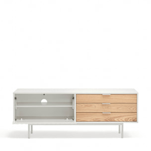 Mueble de televisión Sierra 1 puerta y 3 cajones blanco y roble
