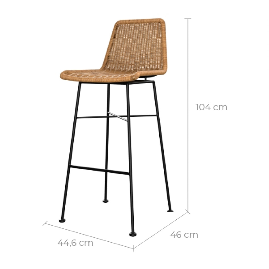 Lot de 2 chaises de bar 76 cm en résine tressée marron - Mandya