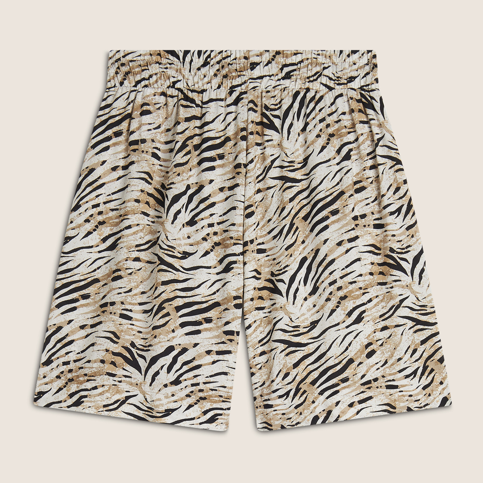 Pantaloni corti in viscosa animalier con vita elasticizzata