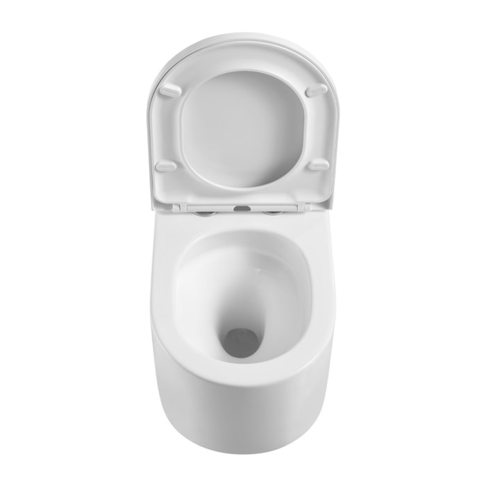Pack WC Bâti-support V-Fix + WC sans bride SAT + Abattant SoftClose + Plaque, Blanc Brillant (V-FixDelanoTQ-1)