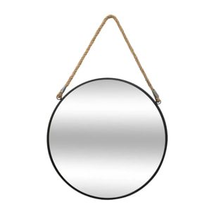 Miroir "Corde" métal noir D38cm