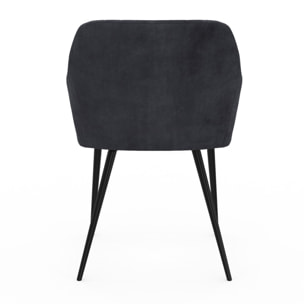 Chaises avec accoudoirs Ariana en velours et pieds métal - lot de 2 - Gris anthracite