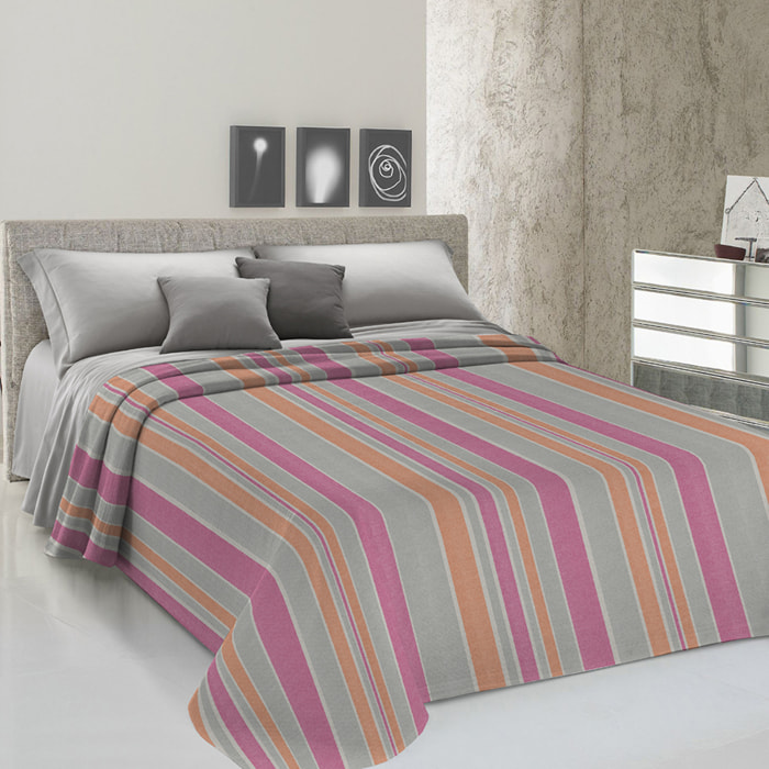 Copriletto copritutto tinto in filo rodry rosa 100% cotone riciclato
