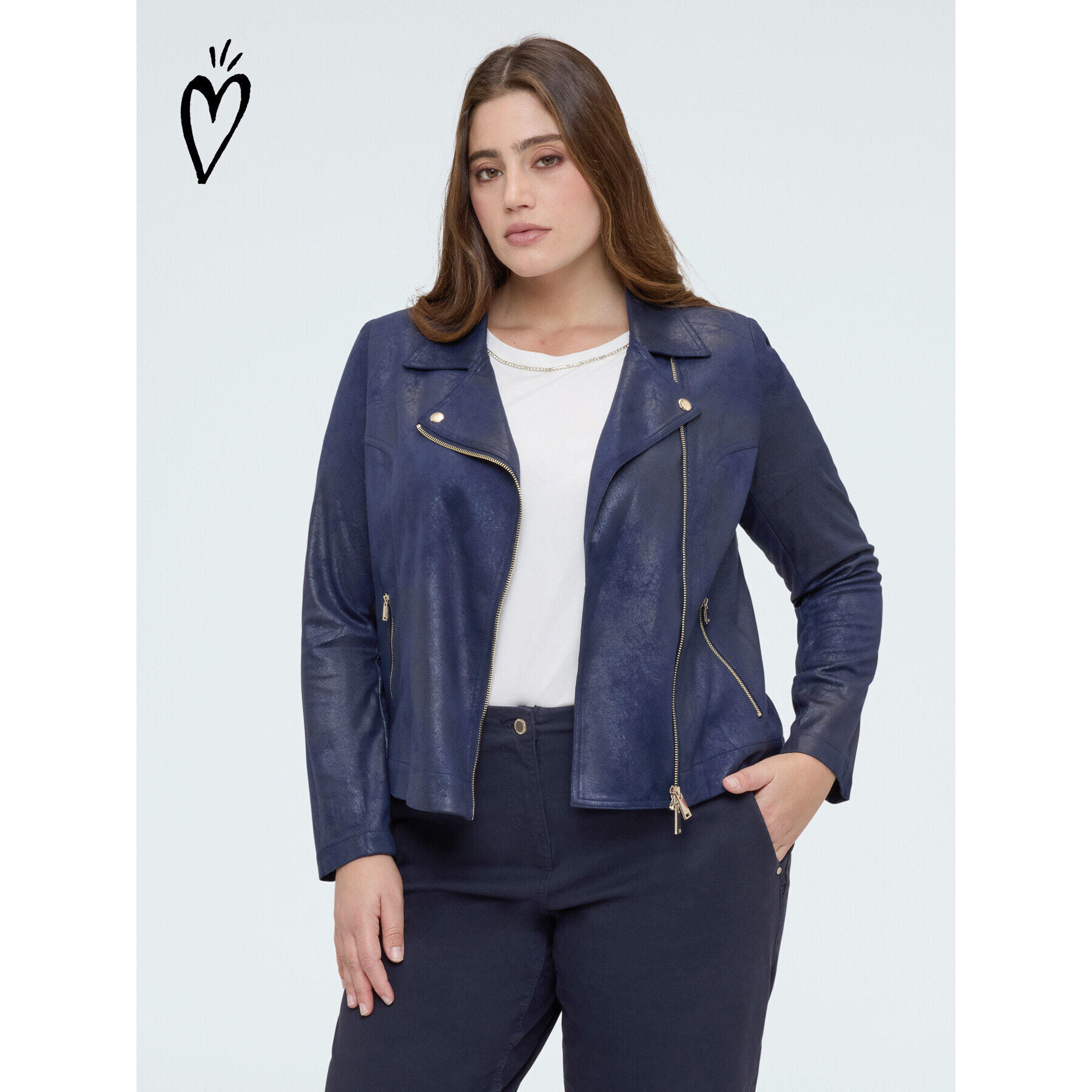 Fiorella Rubino - Chaqueta biker con cremallera asimétrica - Azul