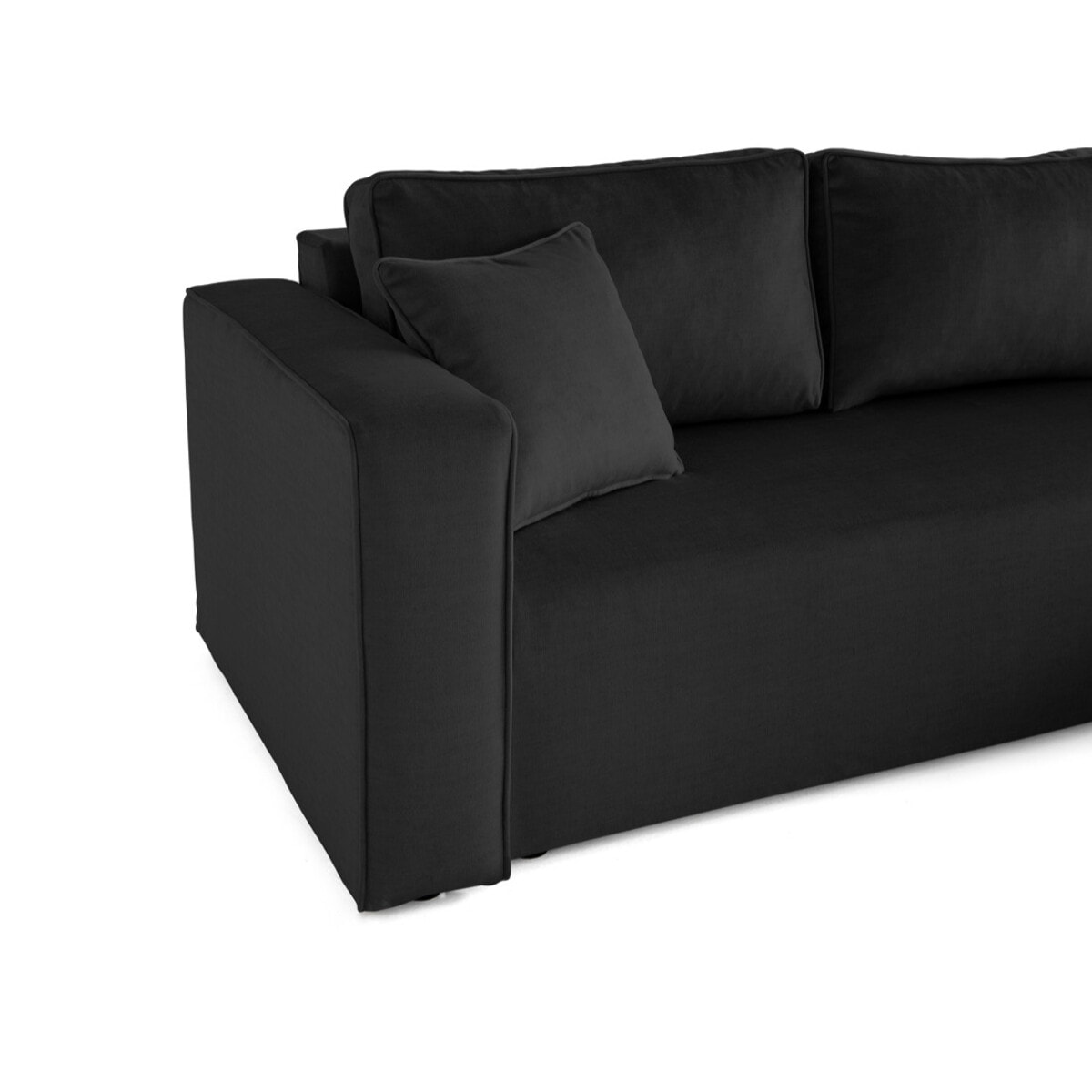 Topaze - canapé d'angle déhoussable réversible 4 places en velours - Noir
