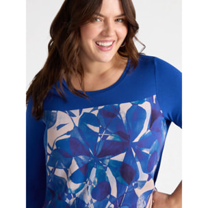 Fiorella Rubino - Camiseta con inserto floral - Azul