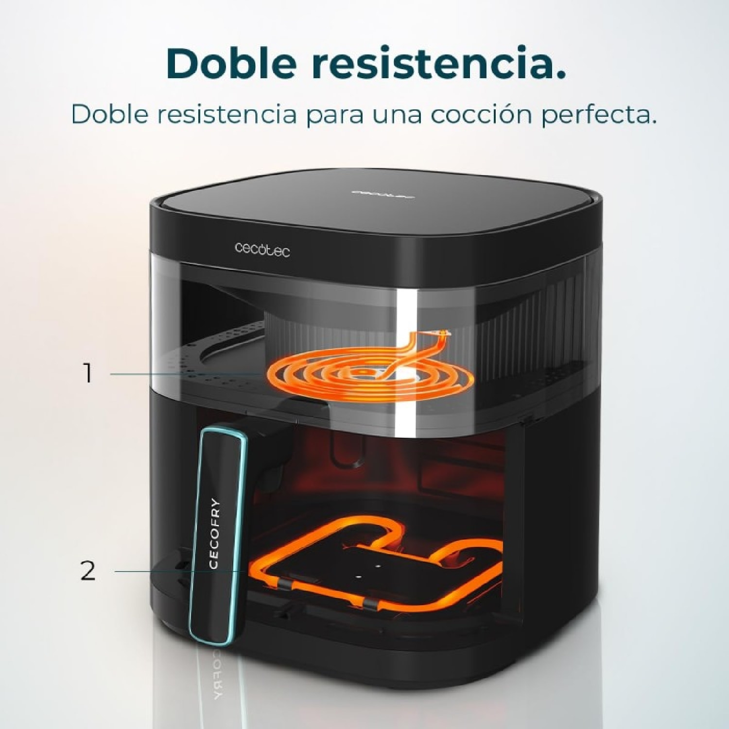 Freidora de Aire sin Aceite de 6 L con Ventana Air Fryer Cecofry DuoHeat 6000. 2