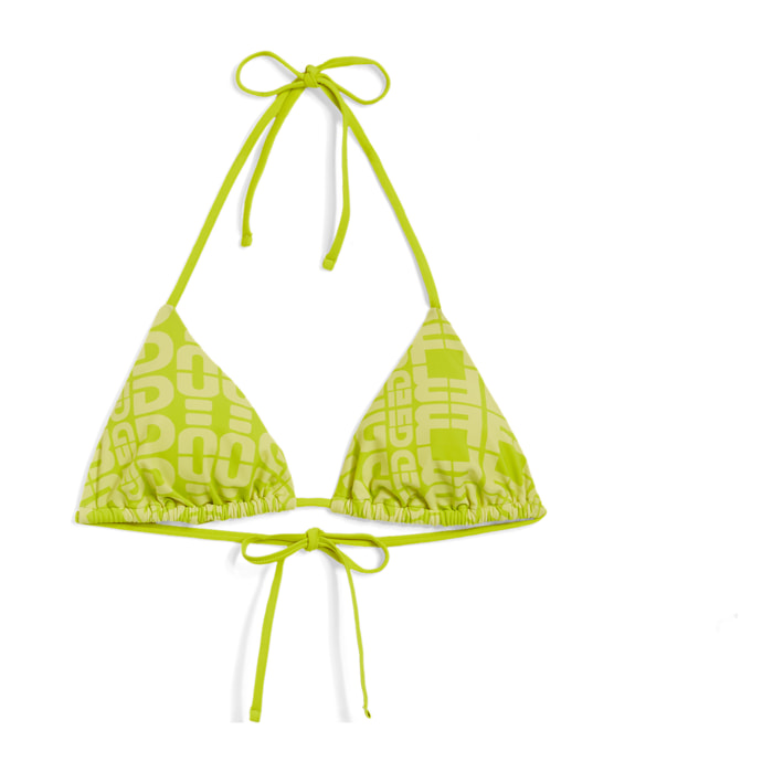 Top bikini a triangolo con logo all over