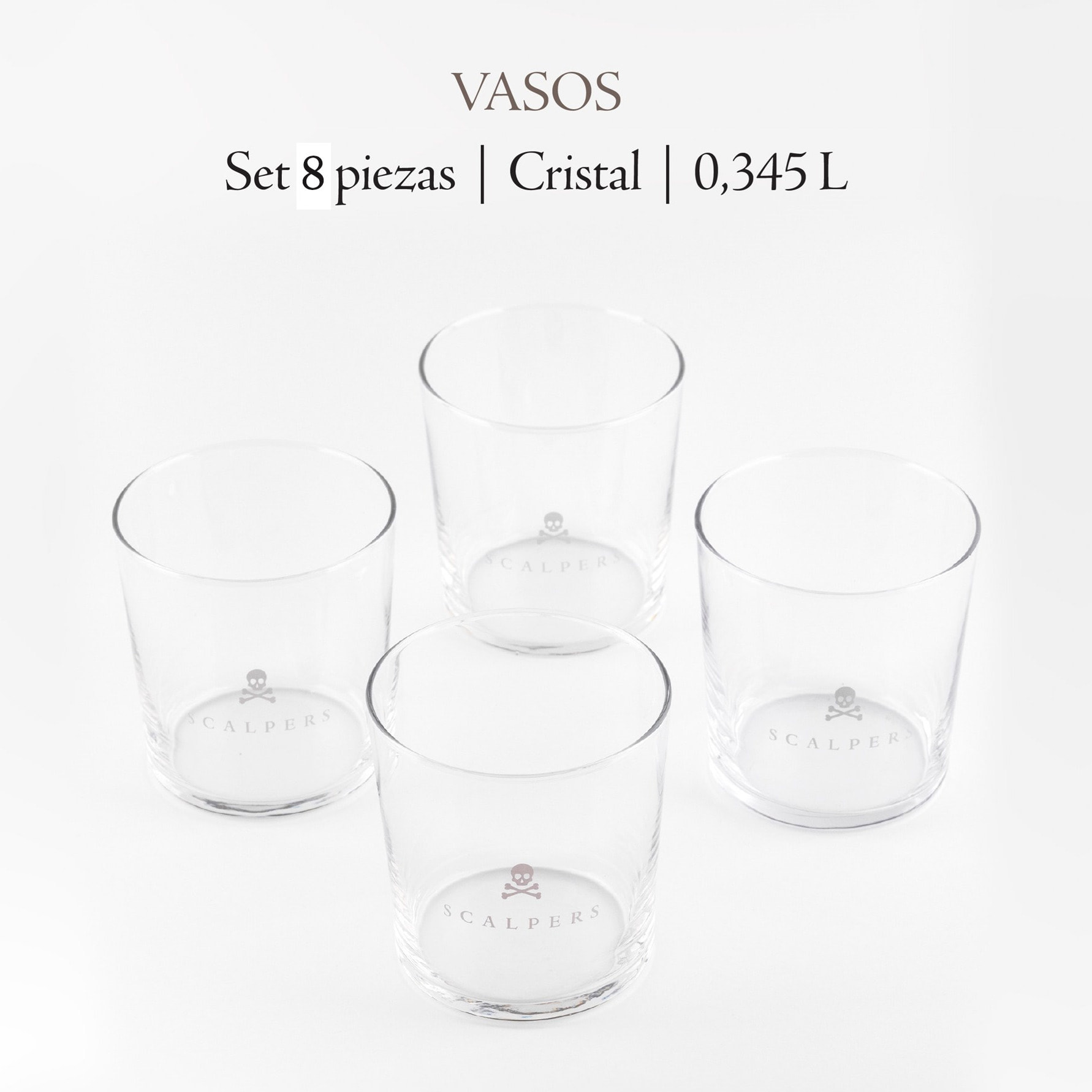 Set de 8 vasos de agua 35cl cristal scalpers home