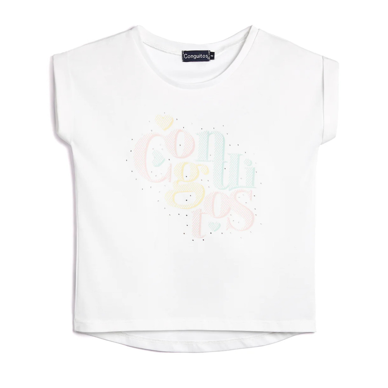 Camiseta de Niña de Algodón en Blanco