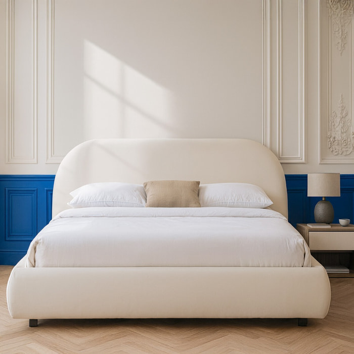 Lit avec tête de lit en velours - MADDIE