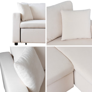 Canapé d'angle convertible CLARK 3 places en velours côtelé beige