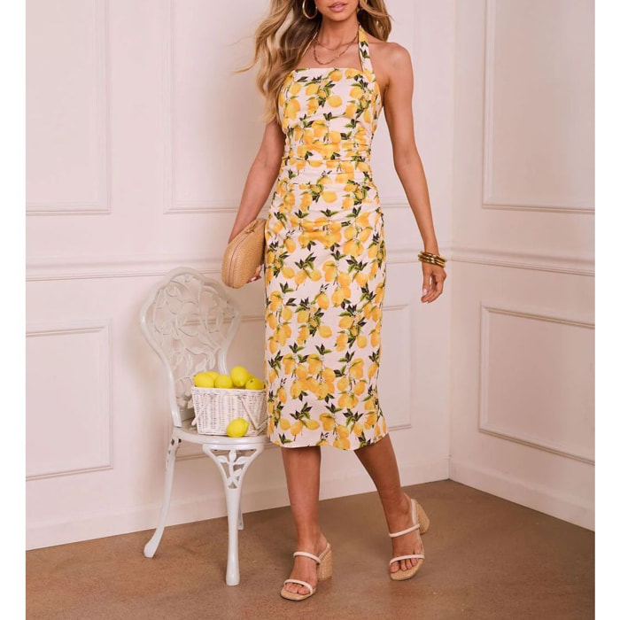 Vestido - amarillo y blanco