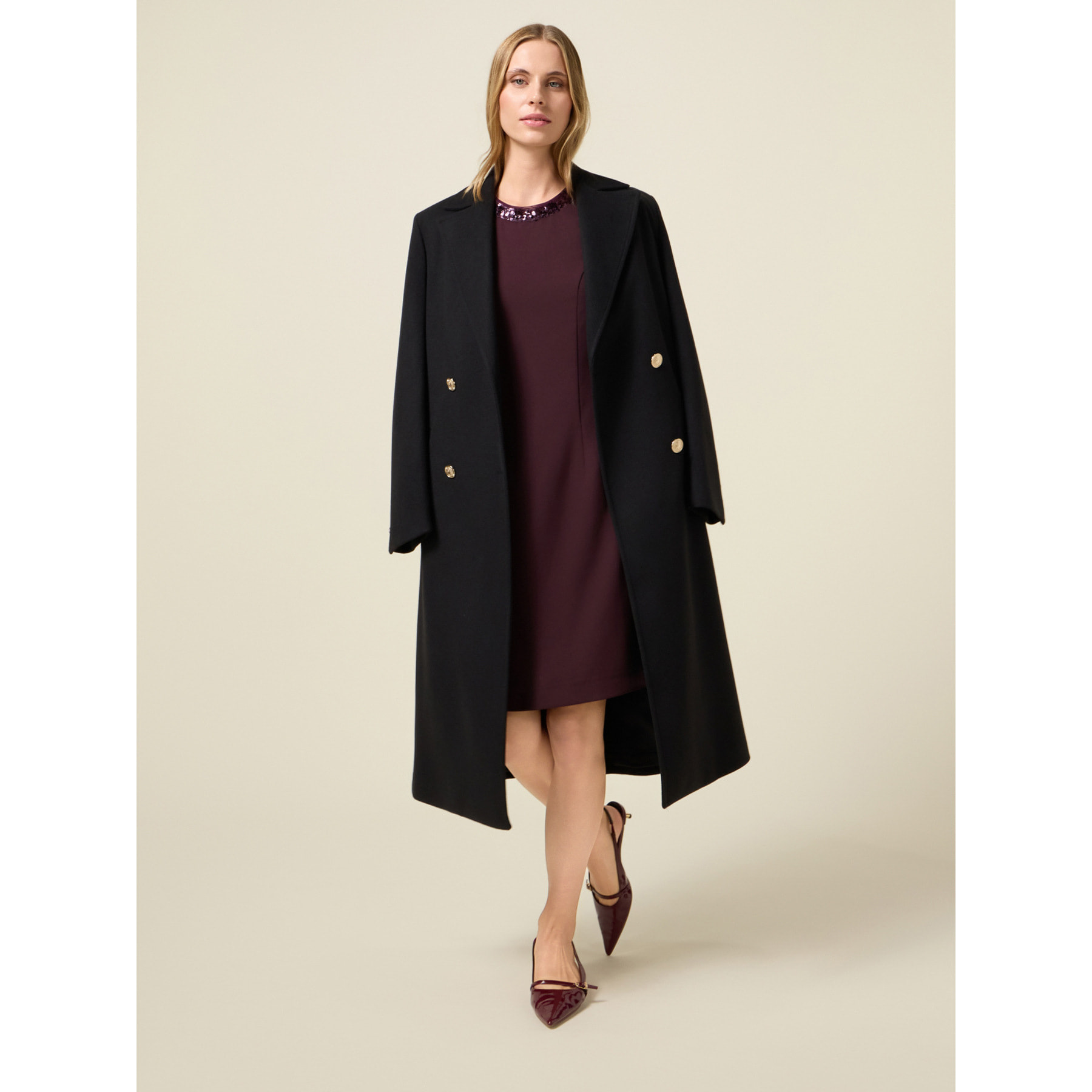 Oltre - Vestido tubo con bordes de lentejuelas - Burgundy