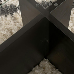 Table basse verre déstructurée – base effet bois noir SALTA