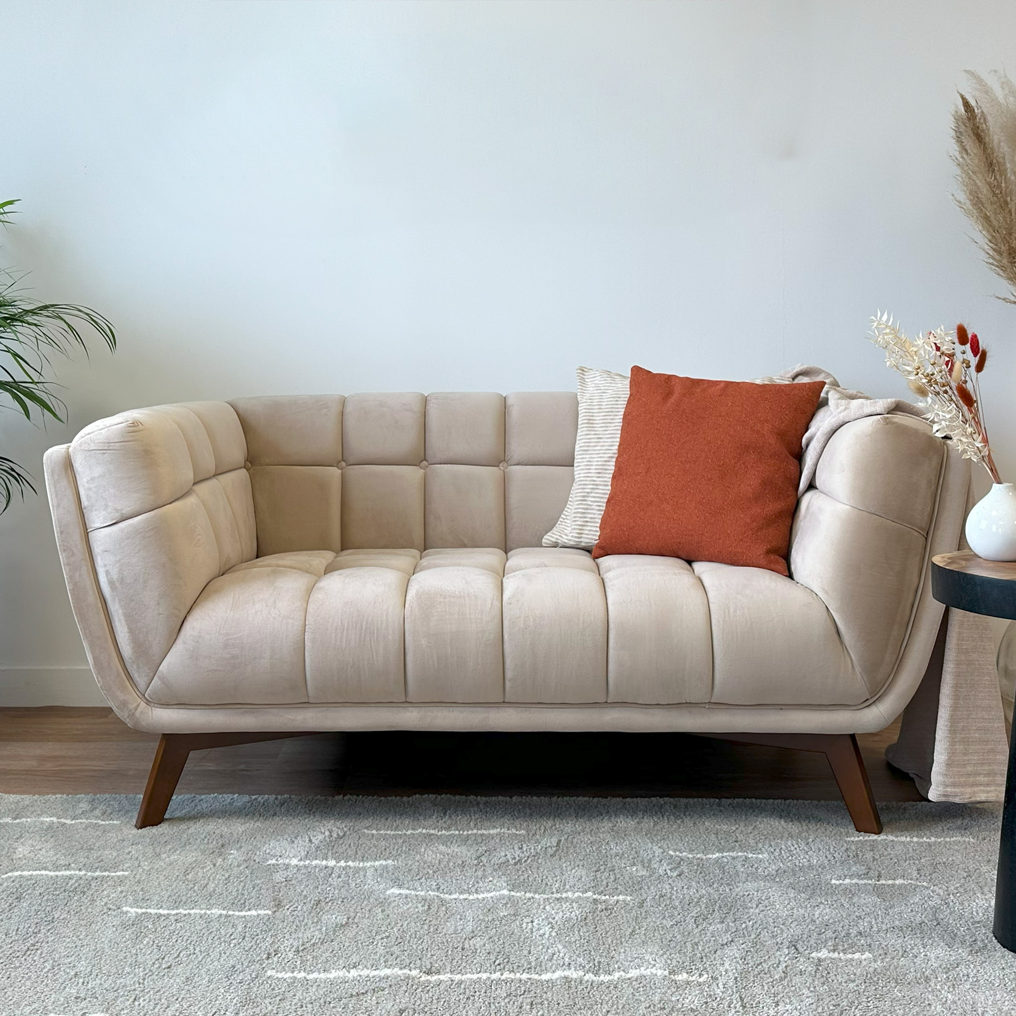 Ensemble canapés en velours beige 5 places - Mona