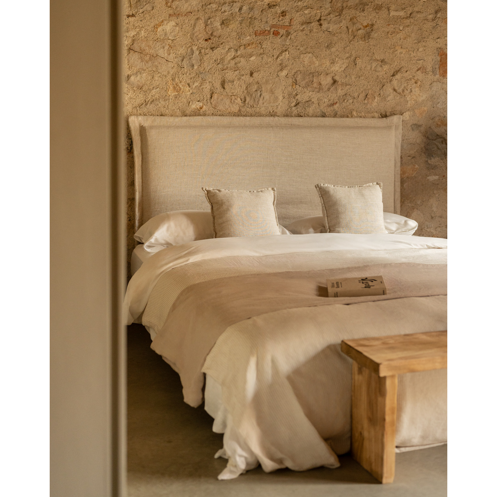 Tête de lit déhoussable en lin beige en différentes tailles