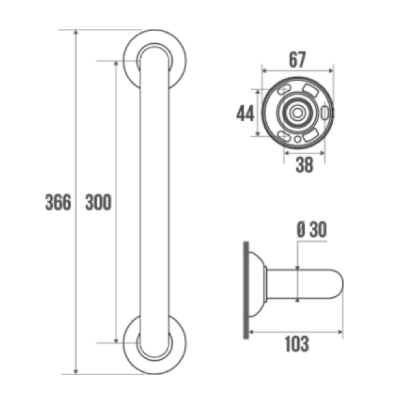 Barre de maintien droite PMR PELLET Essentiel confort 30 cm aluminium époxy blanc