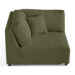 Garance - module d'assise d'angle réversible - en velours côtelé - Vert