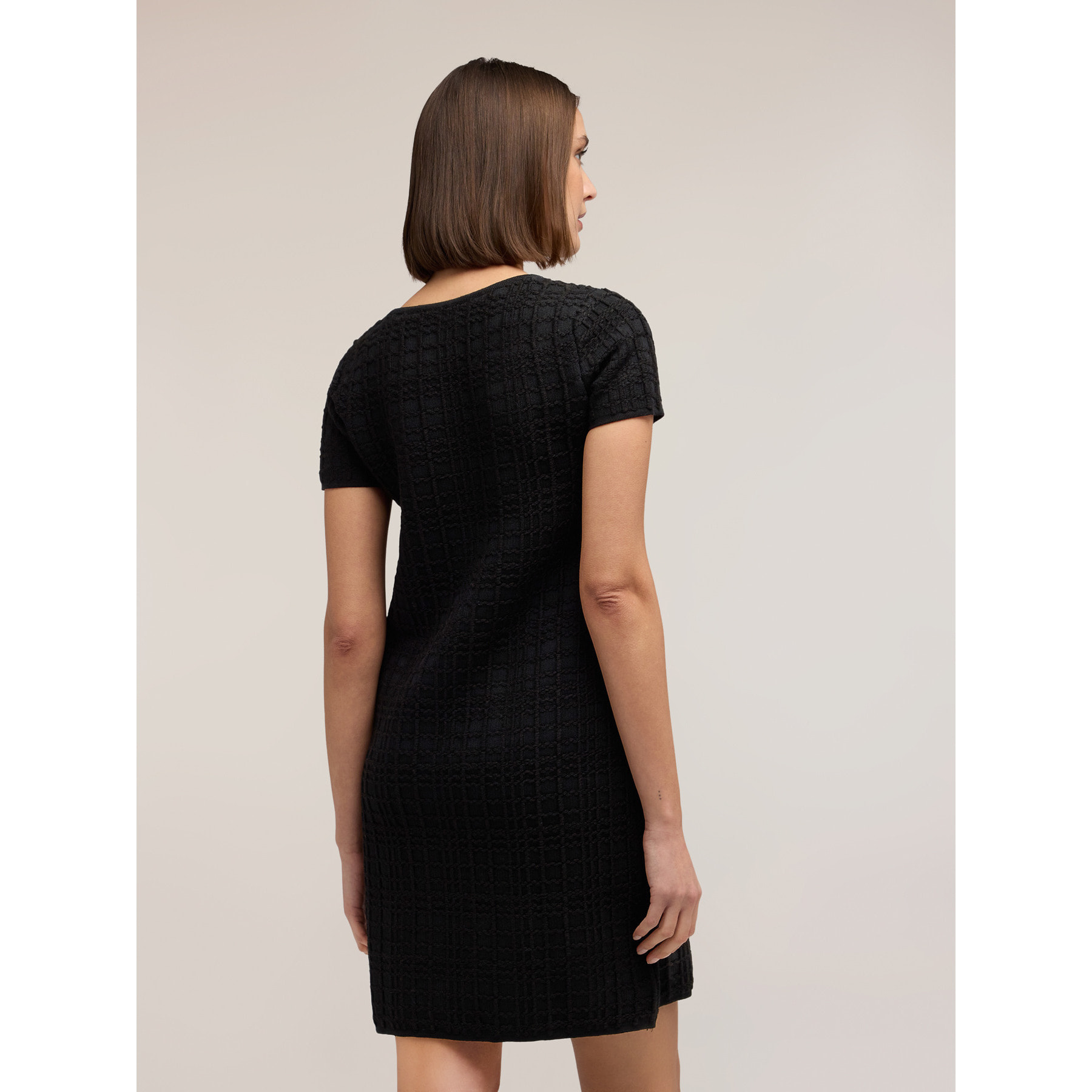 Motivi - Vestido tubo de punto trabajado mezcla de lana - Negro