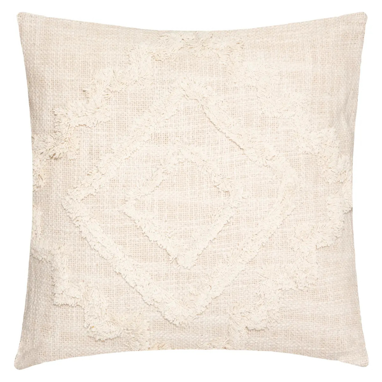 Coussin "Inca" - coton tufté - ivoire - 40x40 cm