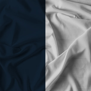 COMPLETO LETTO NATURAL COLOR, 100% Cotone, Made in Italy - BLU SCURO/GRIGIO CHIARO