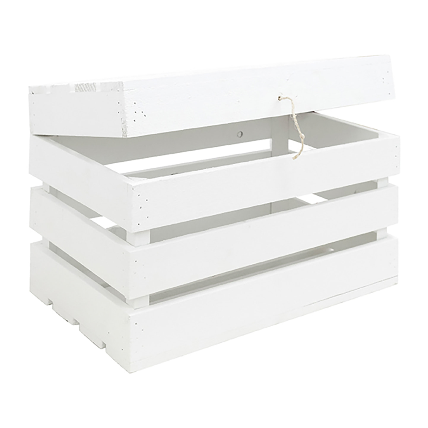 Baúl de madera maciza en tono blanco de 49x30x33cm Alto: 29.5 Largo: 49 Ancho: 33