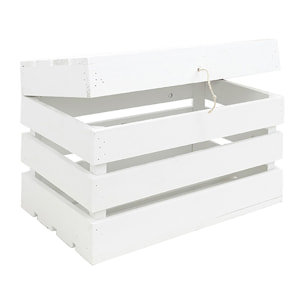 Baúl de madera maciza en tono blanco de 49x30x33cm Alto: 29.5 Largo: 49 Ancho: 33