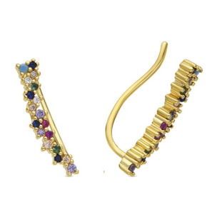 Pendientes acabado oro amarillo de 18k y Circonita Multicolor