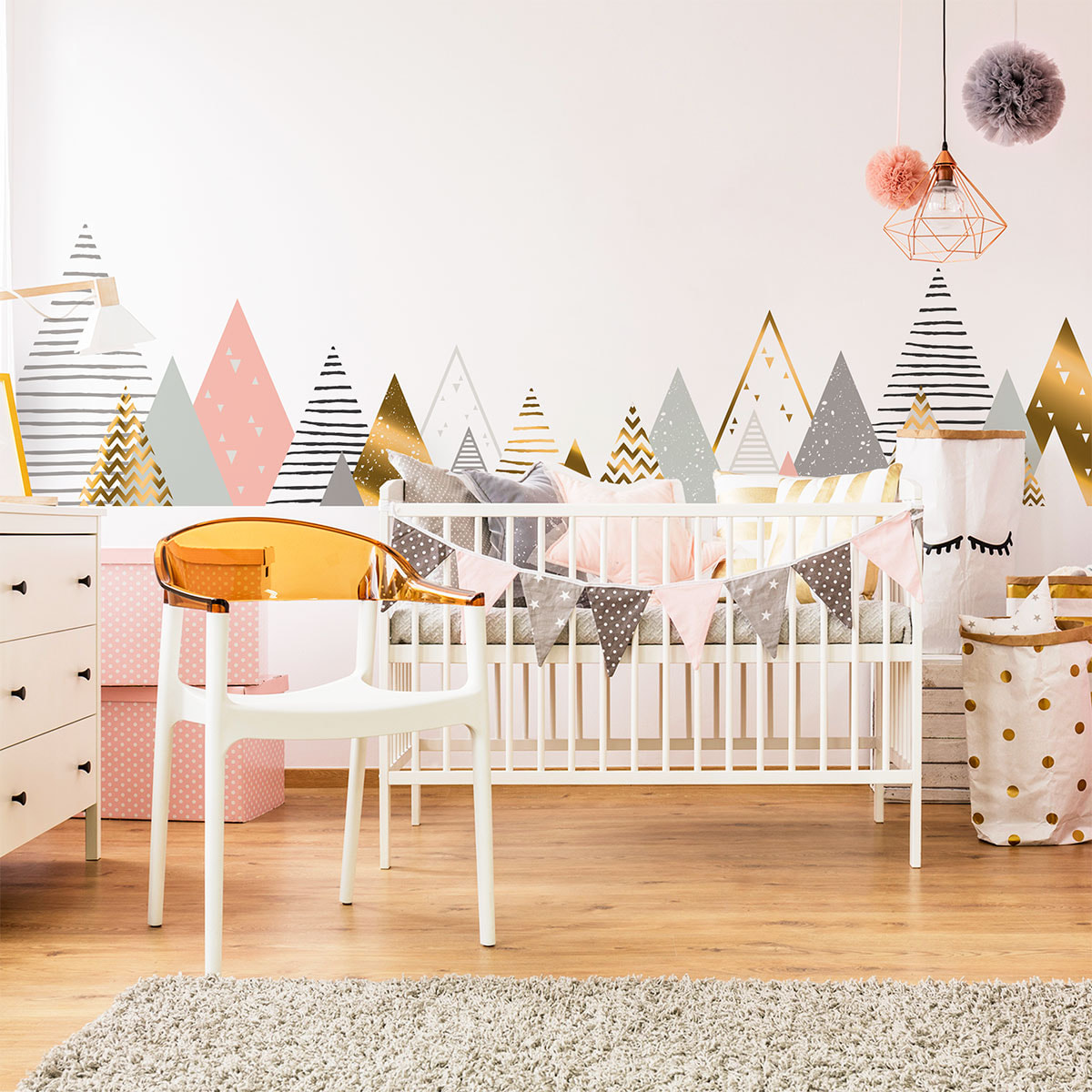 Stickers muraux enfants - Décoration chambre bébé - Autocollant Sticker mural géant enfant montagnes scandinaves KALINKA