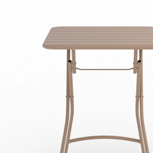Table et chaises de jardin pliantes 2 personnes en métal taupe - Yumi
