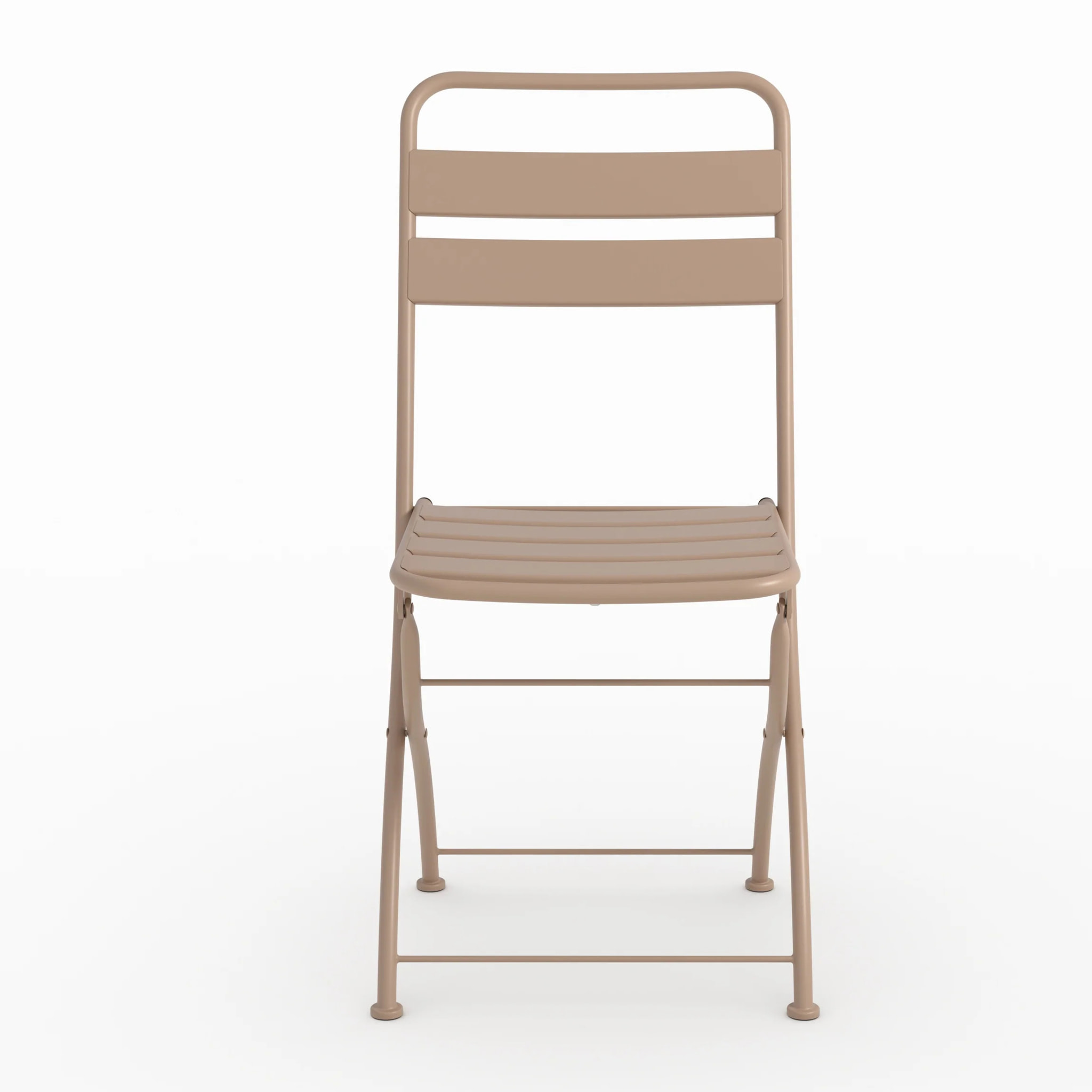 Lot de 2 chaises de jardin en métal taupe, pliantes - Yumi
