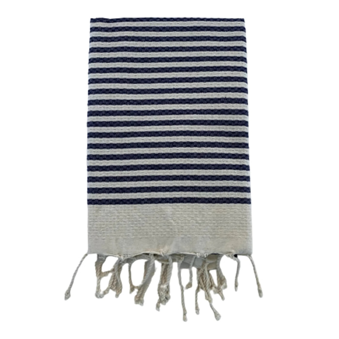 Fouta nid d'abeille traditionnelle Bleu 100x200 190g/m² - Yadara Bleu Marine