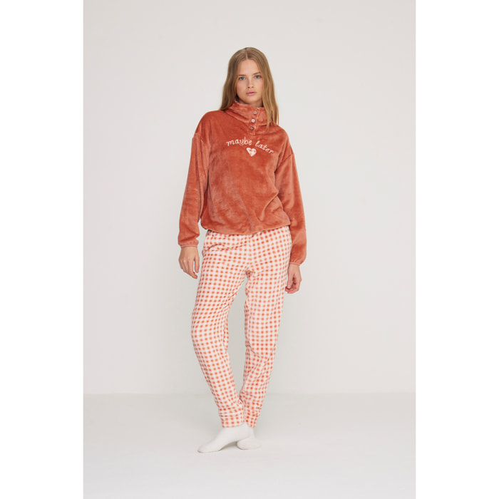 Pigiama donna maybe in coral con collo tre bottoni Noidinotte