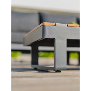 ALICANTE - Salon de jardin d'angle 6 places en teck et aluminium gris anthracite