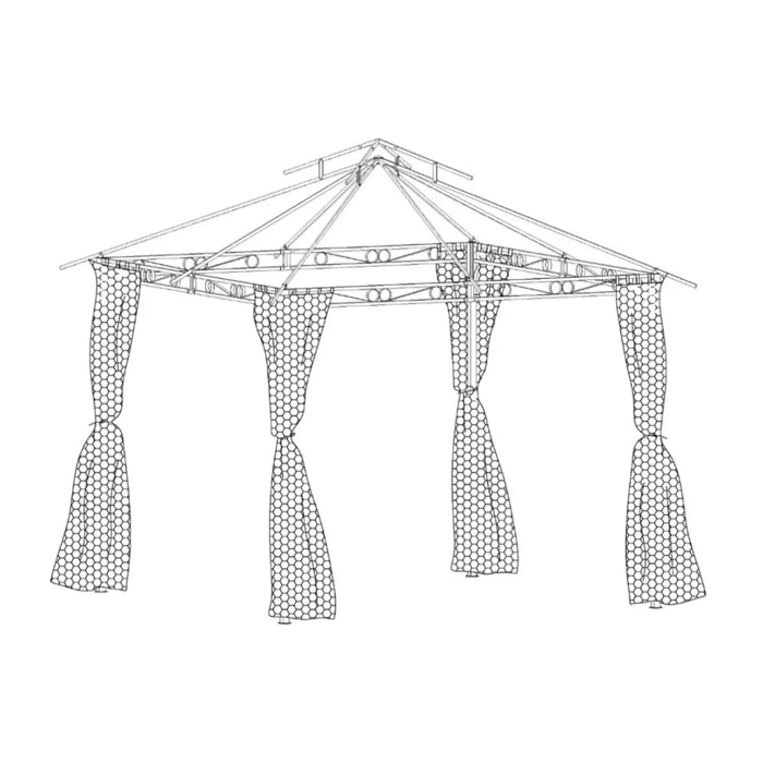 Rideaux moustiquaire pour tonnelle "Fogo" 3x3m en polyester noir