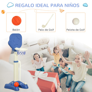 Canasta de Baloncesto Altura Ajustable 2 en 1 Juego de Golf para Niños +2 Años