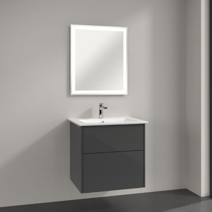 Set meuble avec vasque Finero Villeroy & Boch 60cm Gris brillant  avec miroir avec éclairage