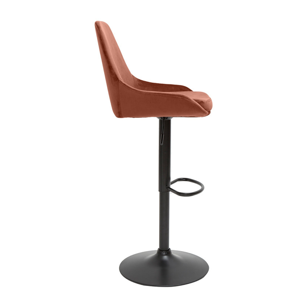 Tabourets de bar design réglables velours rouge tomette (lot de 2) HOLO