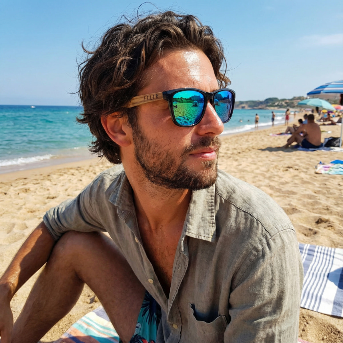Gafas de Sol Feler 1505M-1 - GREEN Polarizadas de Madera Unisex 52 mm