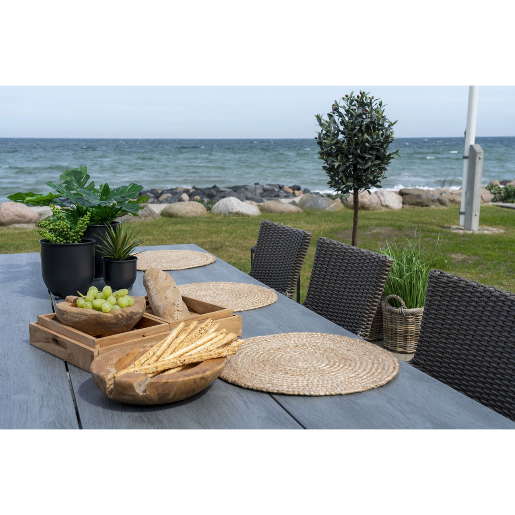 Set 4 tovagliette rotonde in iuta intrecciata naturale ø38 cm
