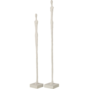 J-Line Set de 2 personnes sur base abstraites - polyrésine - blanc